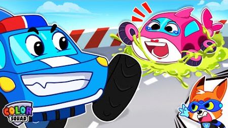 Police Car Rescue Mommy Car | Police Cartoon for Kids | Car Stories | Color Squad Rescues Car Family