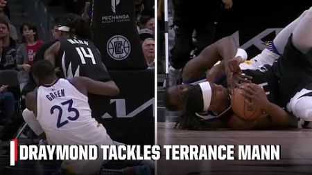 Draymond Green football tackles Terrance Mann on a rebound 👀 | NBA on ESPN