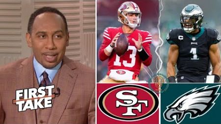 FIRST TAKE| Stephen A. on 49ers vs Eagles: Brock Purdy or Jalen Hurts muffled by pressure of defense