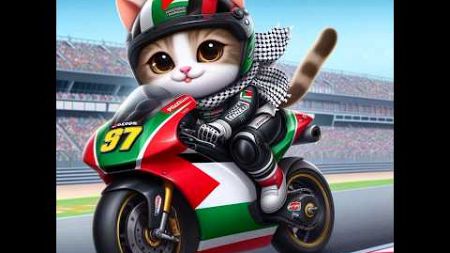 Kucing lucu naik motor balapan MotoGP di berbagai negara Muslim #shorts #trending #viral #cat#kucing