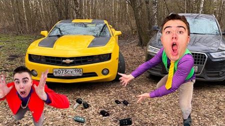 Wizard Yellow Man Enchanted Sports Cars VS Mr. Joe on Lamborghini Pretend Play
