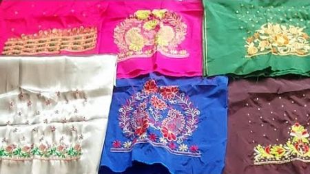 Latest computer embroidery blouses halfpattu / tissue Whats App on 6303158116