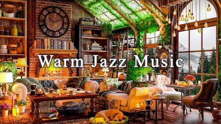 Relaxing Jazz Music &amp; Crackling Fireplace☕Cozy Coffee Shop Ambinece ~ Smooth Jazz Instrumental Music