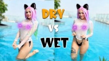 Trying on See-Through Clothes in the Pool 💜 Dry vs Wet | Try on Haul with Unipcorn