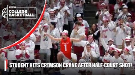 Alabama student hits the CRIMSON CRANE after making buzzer-beater half-court shot! | College GameDay