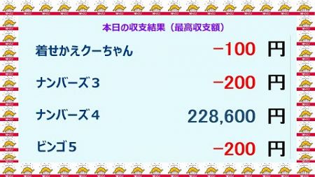 宝くじ　NumSR収支結果　2024-04-24 (水）