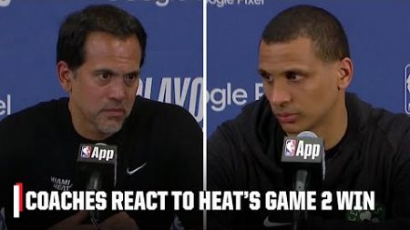 Erik Spolestra &amp; Joe Mazzulla react to Heat&#39;s Game 2 win over the Celtics | NBA on ESPN