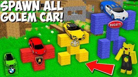 Never SPAWN ALL CAR GOLEMS in Minecraft ! VEHICLE GOLEM !