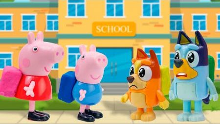 Peppa pig and Bluey Go to School and Camping - Learning Videos for Kids!
