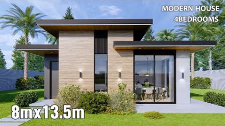 Modern House | House Design idea | 8m x 13.5m (4Bedrooms)