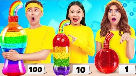 100 Schichten Essen-Challenge 🌈 Fantastische Gelee-Tricks &amp; Regenbogen-Rezepte von 123 GO! CHALLENGE