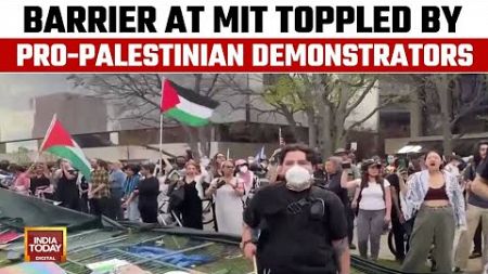 US Campus Protest: Pro-Palestinian Protesters Knock Down Barrier At MIT