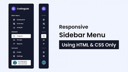 Create a Responsive Sidebar Menu in HTML and CSS | Side Navigation Menu Bar