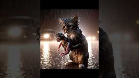 the cat and her kittens are wet #animals #catlover #cat #cats #animal #kitten #animallover #animall
