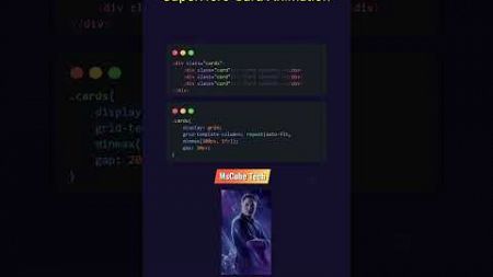 Superhero Card Animation in HTML CSS and JS | Mobile Responsive Design | Shorts Video #shorts