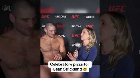 Strickland celebrated with some pizza 🍕 #UFC302 (via UFC)