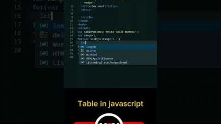 table print in javascript #coding #webdesign #foryou #script #javascript #table#trending#trend#viral