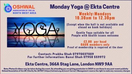 Health and Wellbeing - Weekly Yoga Session