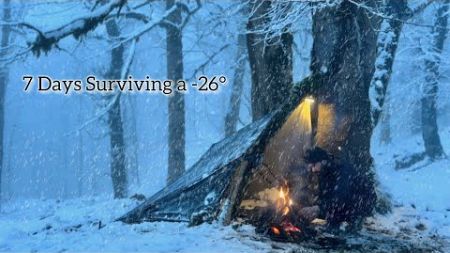 7 Days Surviving a -26° in snowstorm [ winter camping ]