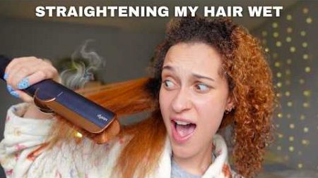 STRAIGHTENING MY HAIR WHILE ITS WET