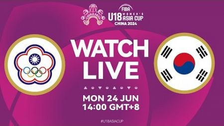 Chinese Taipei v KOR | Full Basketball Game | FIBA U18 Women&#39;s Asia Cup 2024 | Div. A | Group Phase