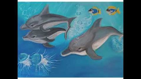 Delfine spielen im Atlantik - Kunst auf dem Becher