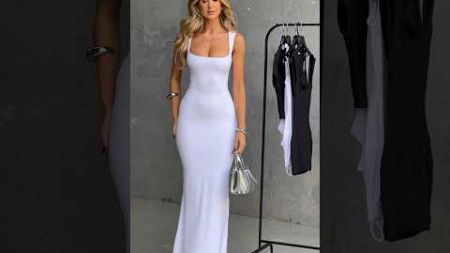 Glamorous long white dress latest fashion style 24 #fashion #dress #style