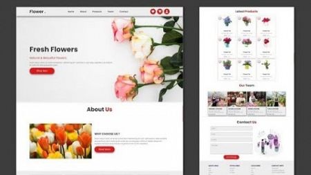 How To Create A Flowers Shop WebSite Design Using HTML and CSS, Step By Step.