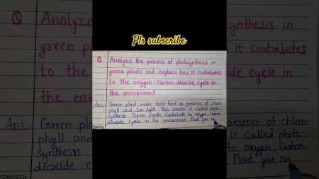 Explain photosynthesis in green plants contributes to the oxygen-carbondioxide cycle in environment