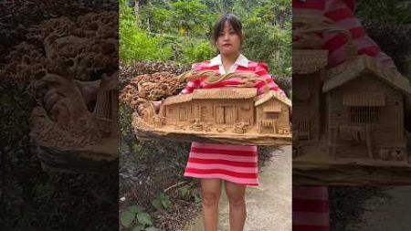 लकड़ी का घर 😲 - mini wood toy-woodworking art skills \ hand craft / #shorts #facts
