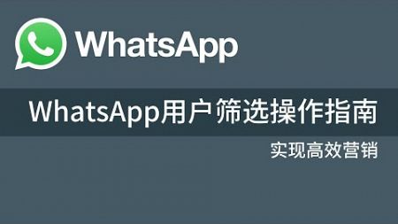 实现高效营销：WhatsApp用户筛选操作指南#whatsapp #WhatsApp用户筛选#WhatsApp高效营销#WhatsApp操作教程#whatsapp高级筛选器#whatsapp号码过滤器