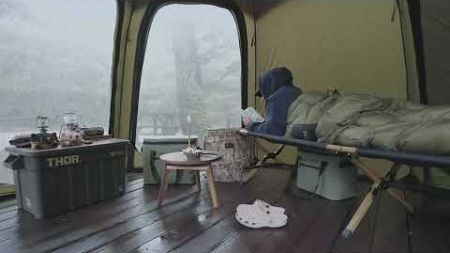 独自一人在雨天出来过夜，真的很舒服#雨中露营 #荒野独居