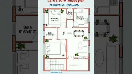 22x30 Latest 2bhk house plan design #shorts #viral #floorplan #homeplan #homedesign #houseplan