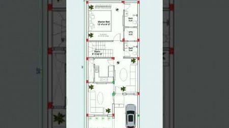 20x50 simple home plan with column detail #shorts #viral #floorplan #homeplan #homedesign #houseplan