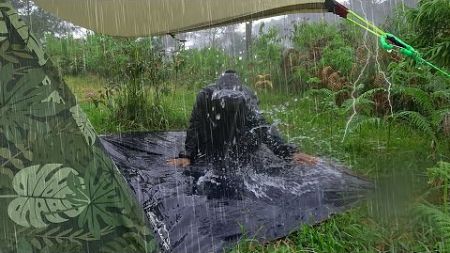 REALLY HEAVY RAIN‼ SOLO CAMPING IN HEAVY RAIN AND THUNDERSTORMS COMPILATION - RELAXING CAMP