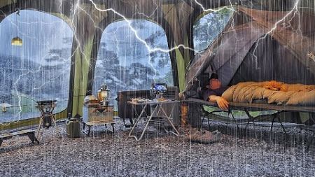 캠핑 브이로그 . 24시간 쏟아지는 폭우 천둥 번개 속에도 세상 속편한 강아지와 우중캠핑 . 텐트 빗소리 ASMR