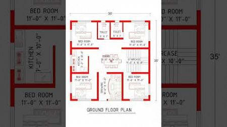 35x35 house plans | 35 by 35 house plans #shorts #housedesign #homedesign #dreamhome #houseplans