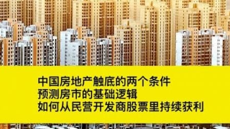 中国房地产触底的两个条件/预测房市的基础逻辑/如何从民营开发商股票里持续获利