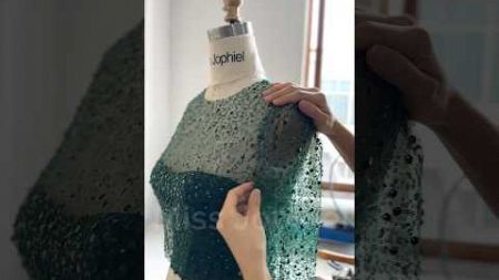 Making a corset illusion long sleeves dark green sequin dress #sewing #corset #wedding #sewing #gown