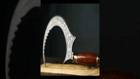 Hand Forged DAMASCUS SICKLE out of Rusted Bearings #diy #handmade #viral #trending
