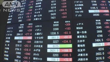 日経平均“歴史的上昇幅”で推移　財務省・金融庁・日銀で協議へ(2024年8月6日)