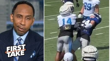 FIRST TAKE | &quot;He should be suspended&quot; - Stephen A. on Jones incites scuffle at Giants-Lions practice