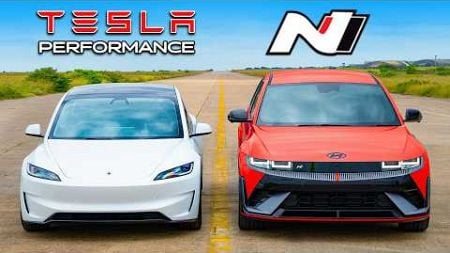 New Tesla Model 3 Performance v Hyundai IONIQ 5 N: DRAG RACE