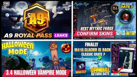 ✅ 3.4 Update Helloween/Vampire Mode | A9 Royal Pass | Next Mythic Forge Bgmi |M416 Glacier Back Bgmi