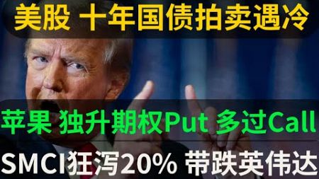 美股 十年国债拍卖遇冷 苹果 独升 期权Put 多过Call SMCI狂泻20% 带跌英伟达 UPST Upstart 人工智能帮助促成消费者贷款