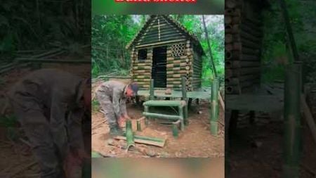 Build beautiful bamboo shelter in the forest 🏕️🌲 #camping #survival #bushcraft