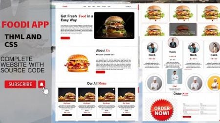 How to Create A Foodi Website Design Using | HTML &amp; CSS | Complete Buger King Website for Beginners