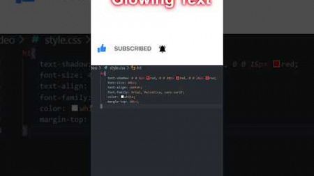 Tips:-011 CSS Text Shadow Glow Effect #coding #webdesign #programming #ytshorts #trending #yutubesh