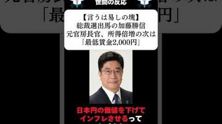 『【言うは易しの塊】総裁選出馬の加藤勝信元官房長官、所得倍増の次は「最低賃金2,000円」』に対する世間の反応