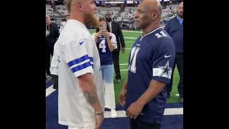 Jake Paul &amp; Mike Tyson at midfield before the Cowboys game 👀 (via @jakepaul/IG) #shorts